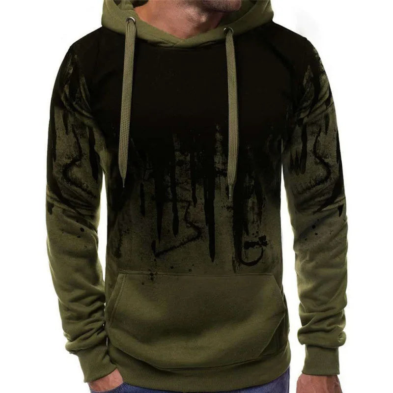 Gradient Print Men's Pullover Hooded Sweatshirt Spring Autumn Daily