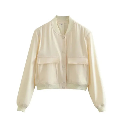 ASDS woman bomber jacket coat White autumn winter button baseball